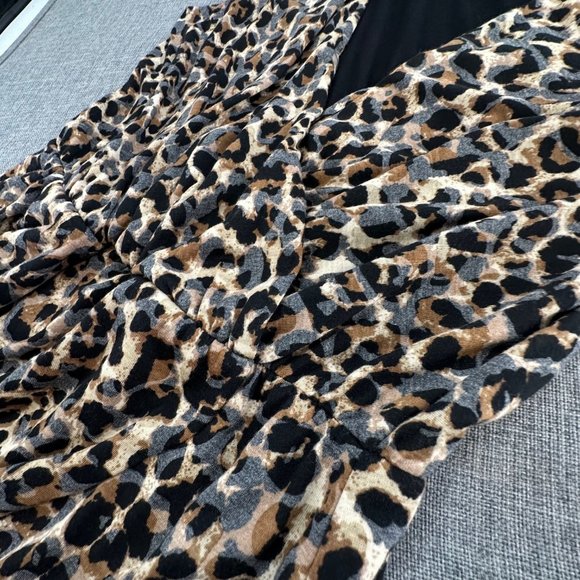 Gibson Dress Animal/ Leopard Print Stretch Soft Comfy Elastic Waist XXS V-Neck - Picture 11 of 16